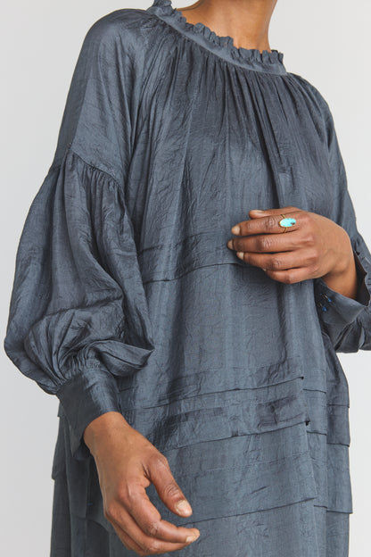 Alva Silk Dress - Charcoal