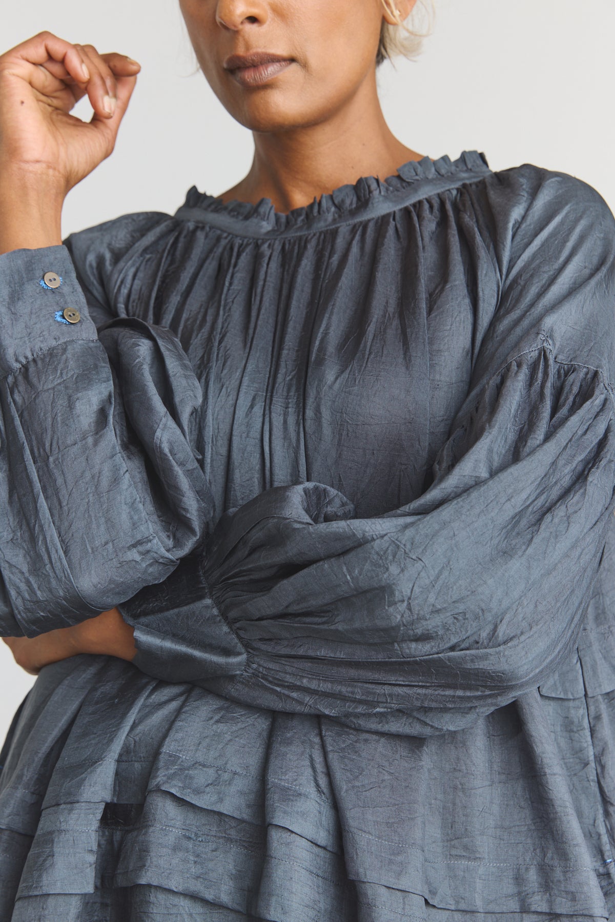 Alva Silk Dress - Charcoal