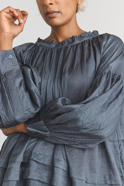 Alva Silk Dress - Charcoal