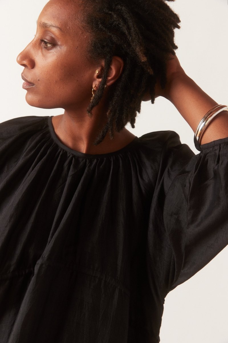 Back Button Dress in Black - Soochie - Bunon