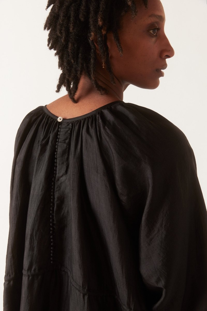 Back Button Dress in Black - Soochie - Bunon