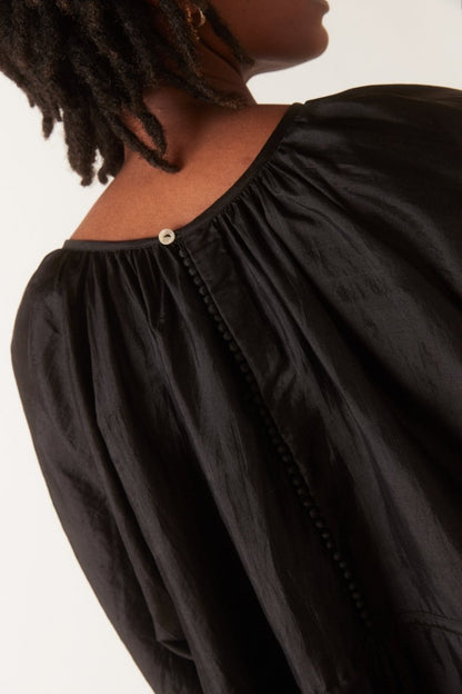 Back Button Dress in Black - Soochie - Bunon