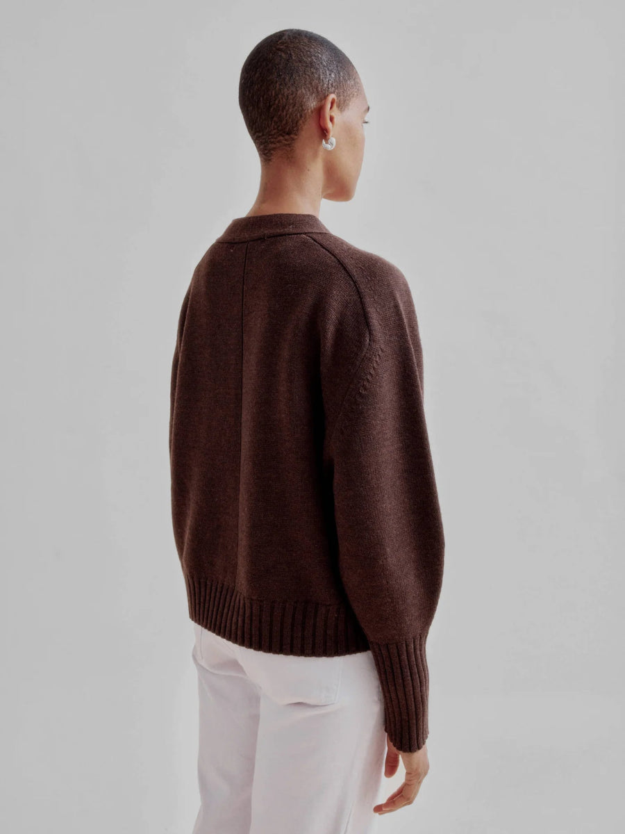 Balloon Sleeve Cardigan in Wood - Soochie - Sayaka Davis