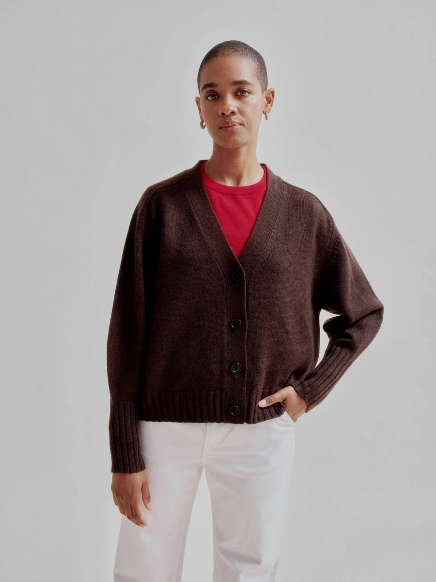 Balloon Sleeve Cardigan in Wood - Soochie - Sayaka Davis