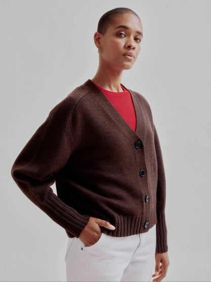 Balloon Sleeve Cardigan in Wood - Soochie - Sayaka Davis