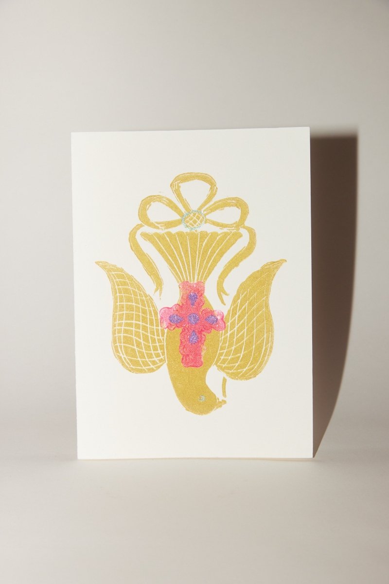 Block Printed Folded Card - Soochie - Minnie Olga