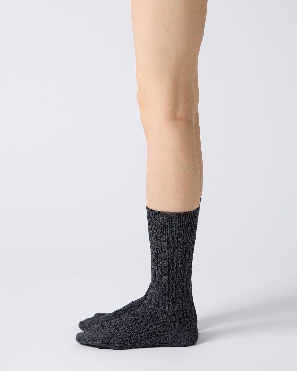Cable Socks in Charcoal - Soochie - Babaco