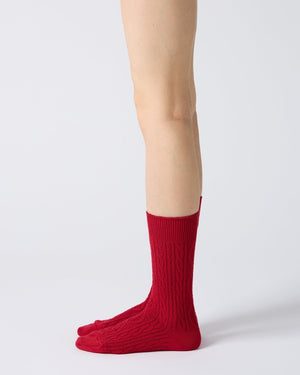 Cable Socks in Red