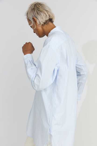 Classic Band Collar Shirt - Saxe Blue
