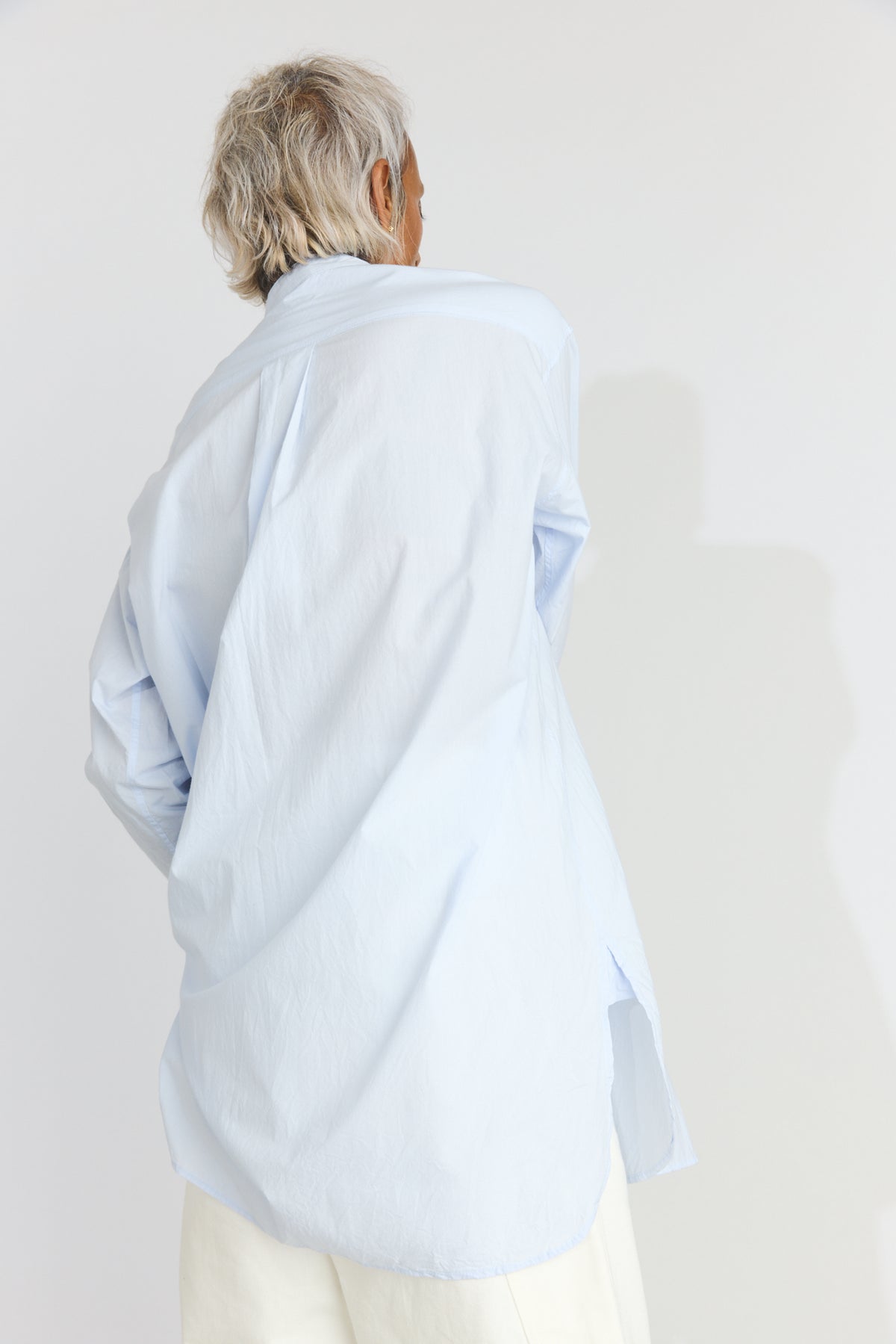 Classic Band Collar Shirt - Saxe Blue