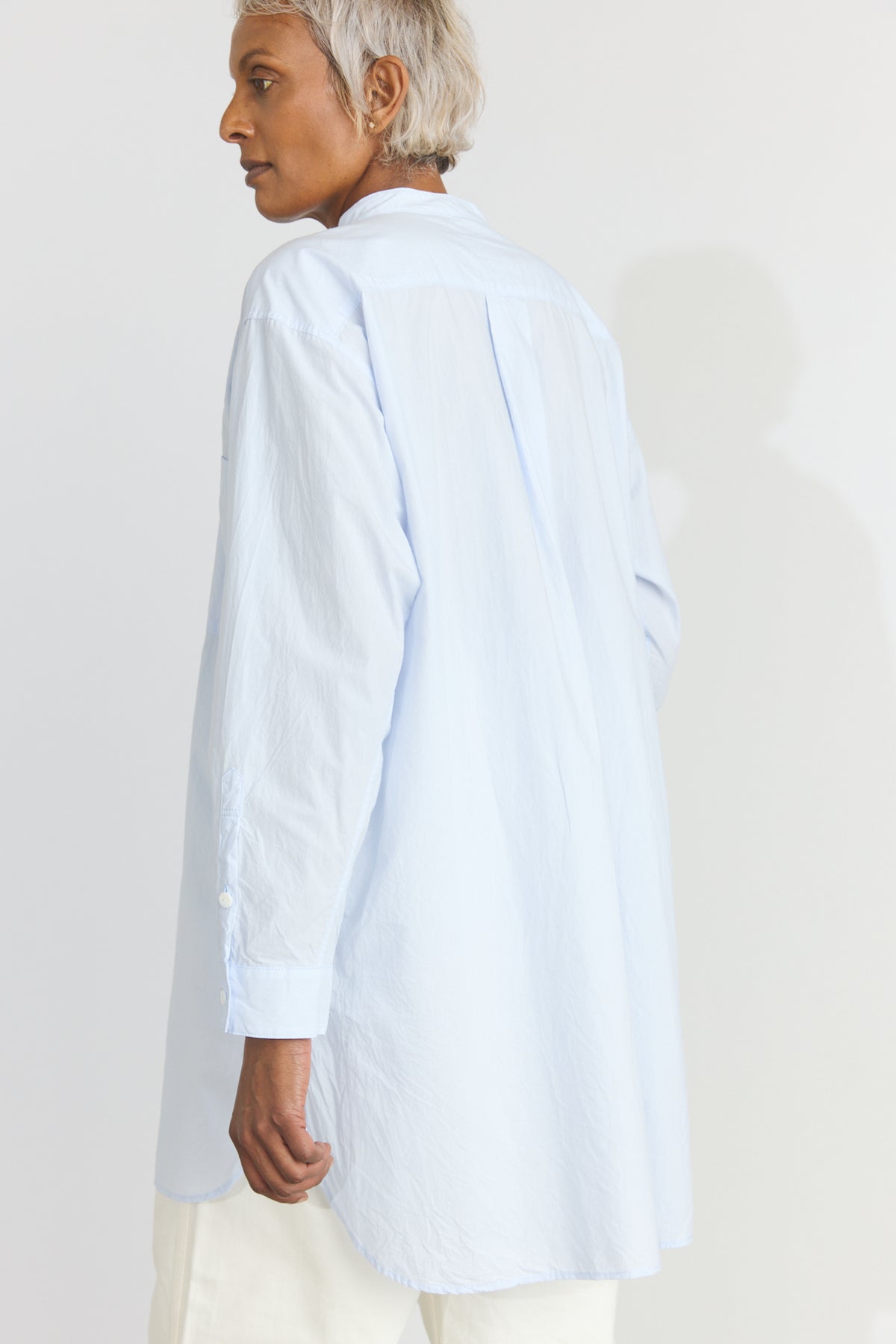 Classic Band Collar Shirt - Saxe Blue
