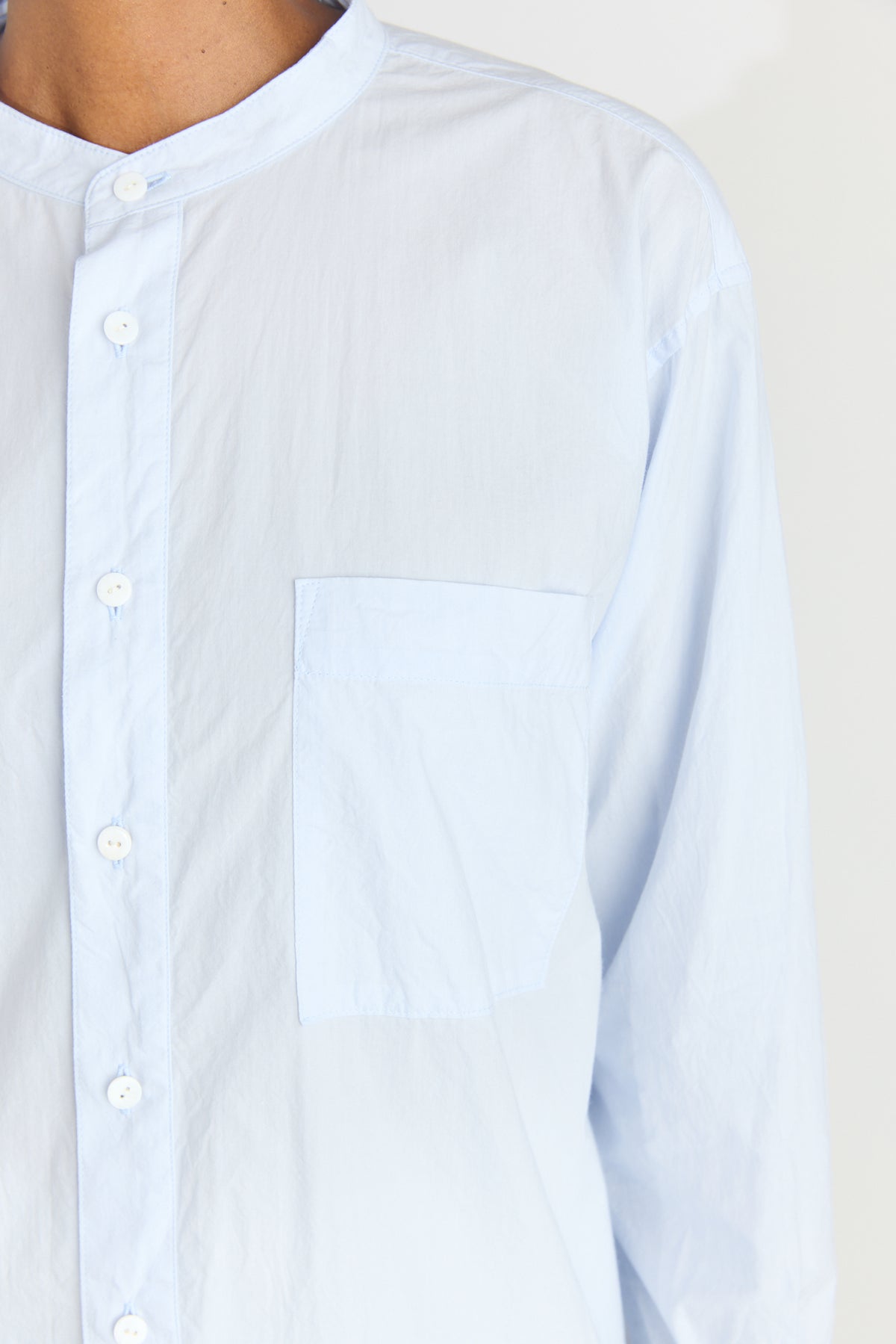 Classic Band Collar Shirt - Saxe Blue