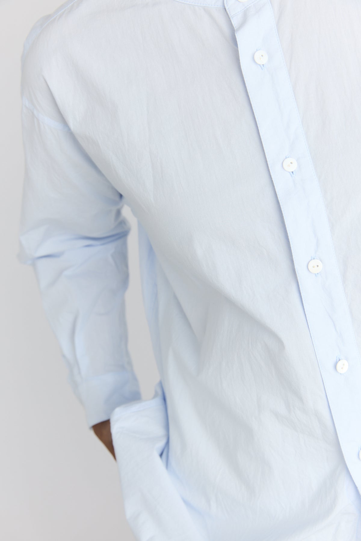Classic Band Collar Shirt - Saxe Blue