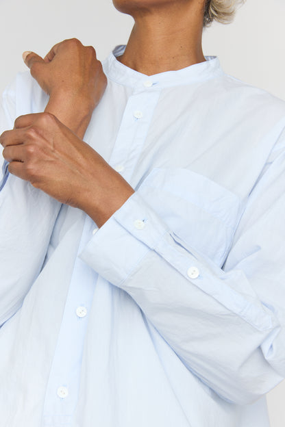 Classic Band Collar Shirt - Saxe Blue