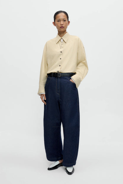 Checked Oversized Shirt - Yellow/Brown