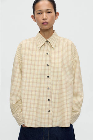 Checked Oversized Shirt - Yellow/Brown