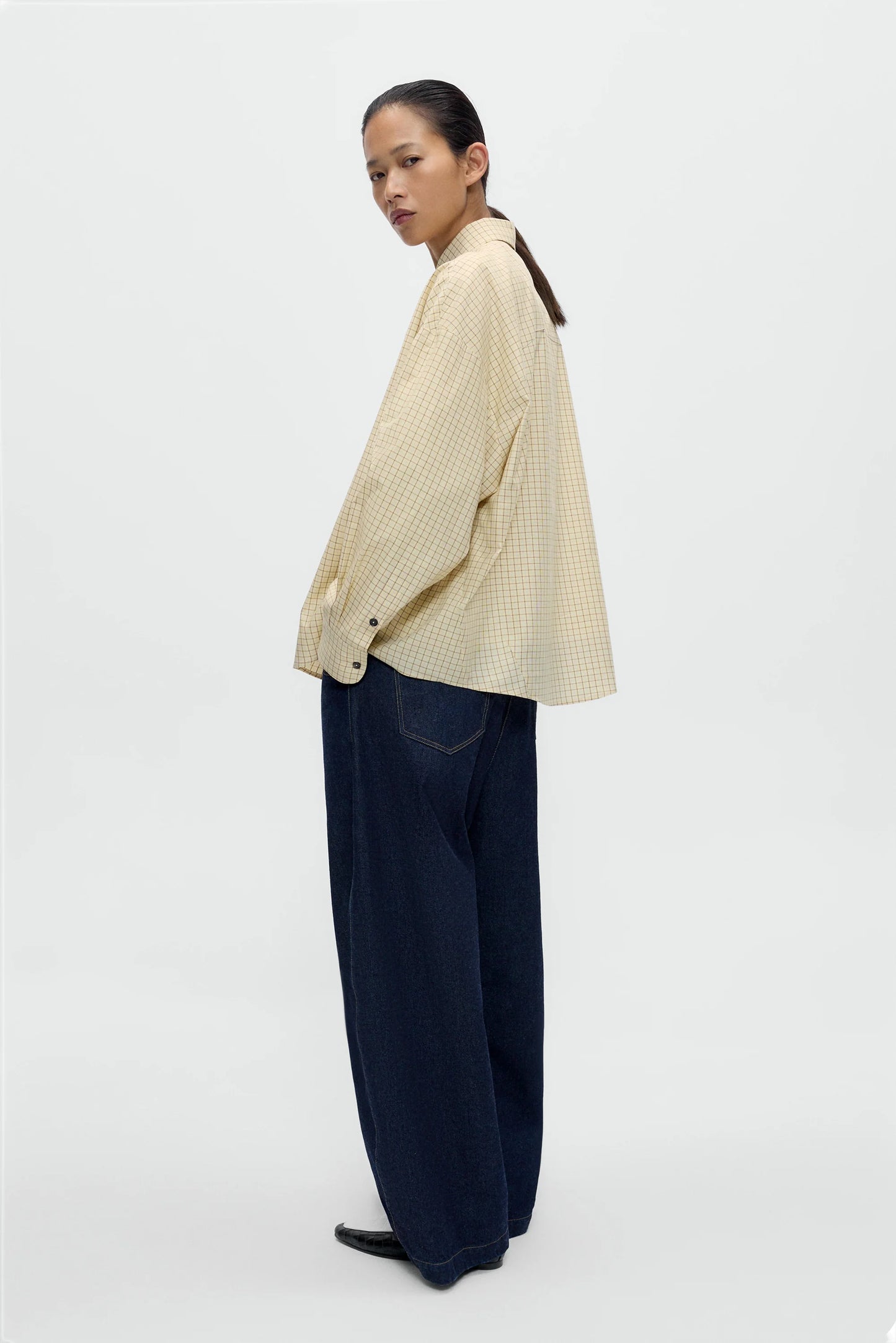 Checked Oversized Shirt - Yellow/Brown