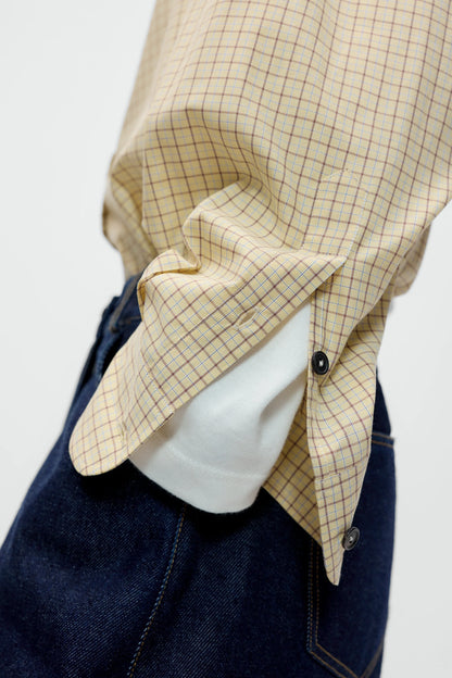 Checked Oversized Shirt - Yellow/Brown