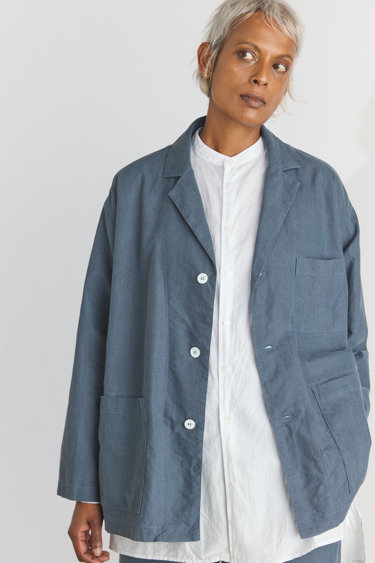 Cotton Oxfort Atelier Jacket - Fade Blue