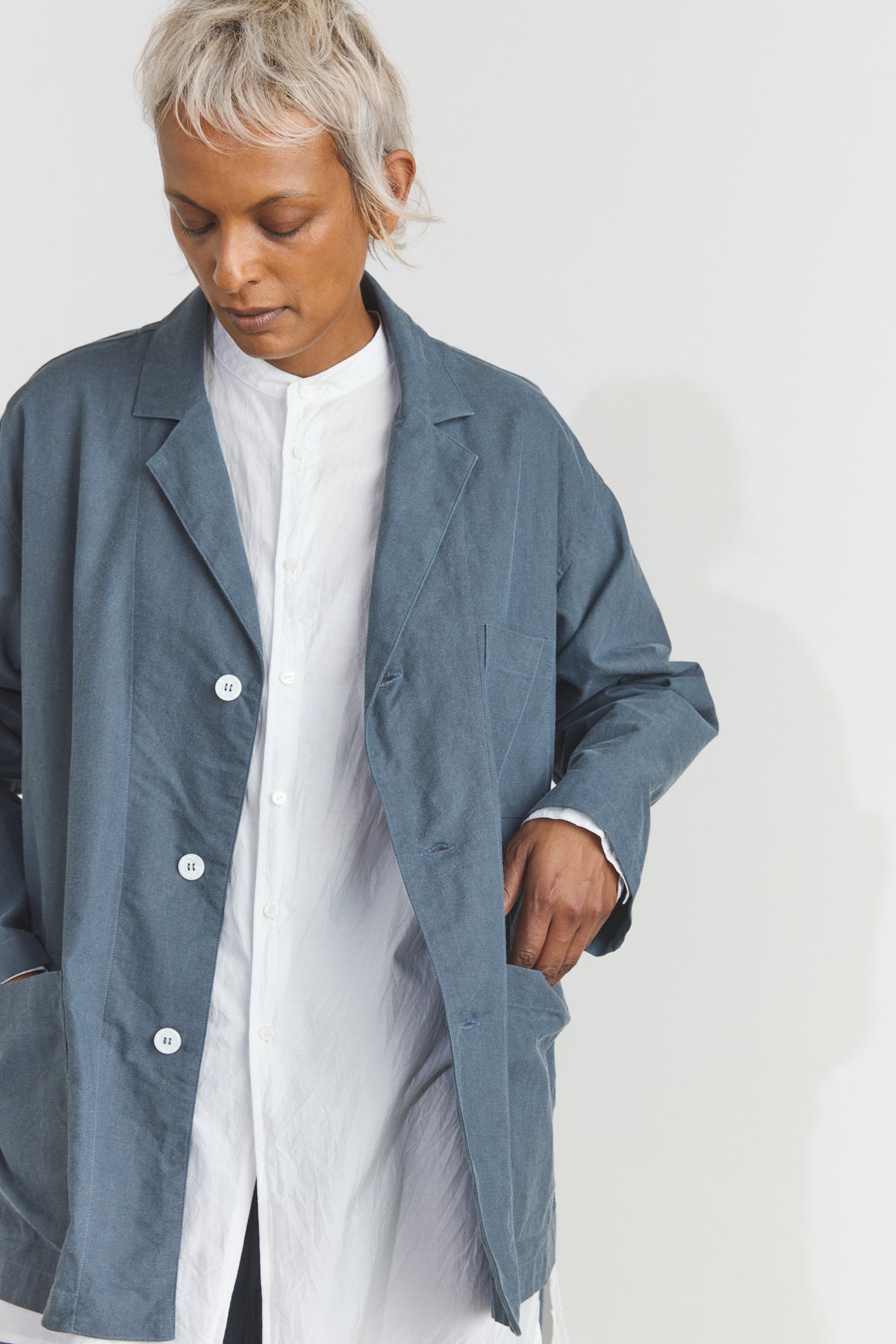 Cotton Oxfort Atelier Jacket - Fade Blue