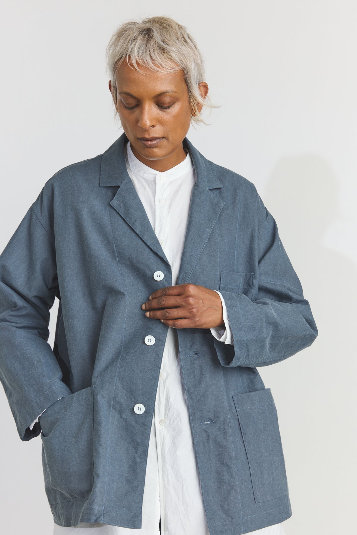 Cotton Oxfort Atelier Jacket - Fade Blue