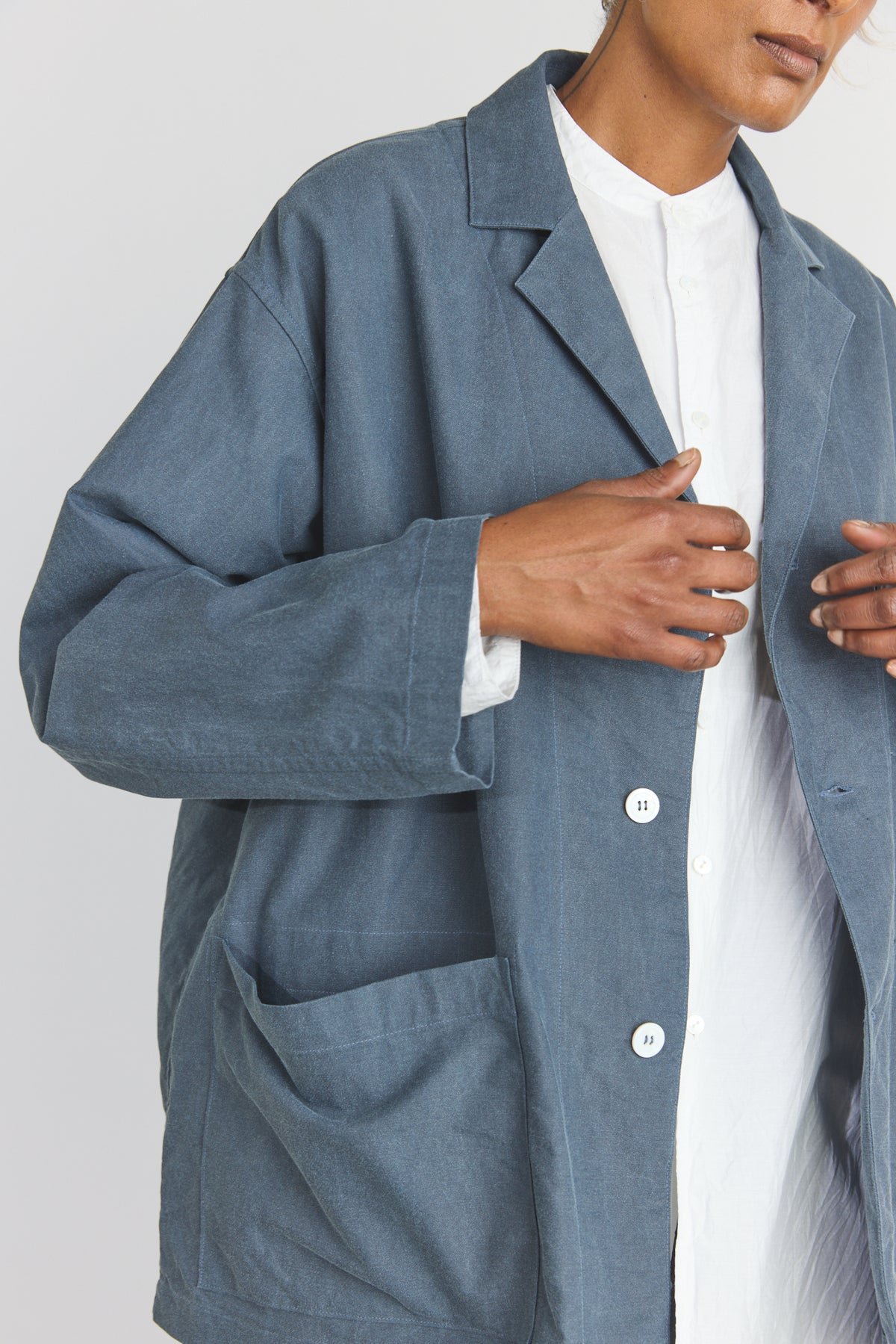Cotton Oxfort Atelier Jacket - Fade Blue