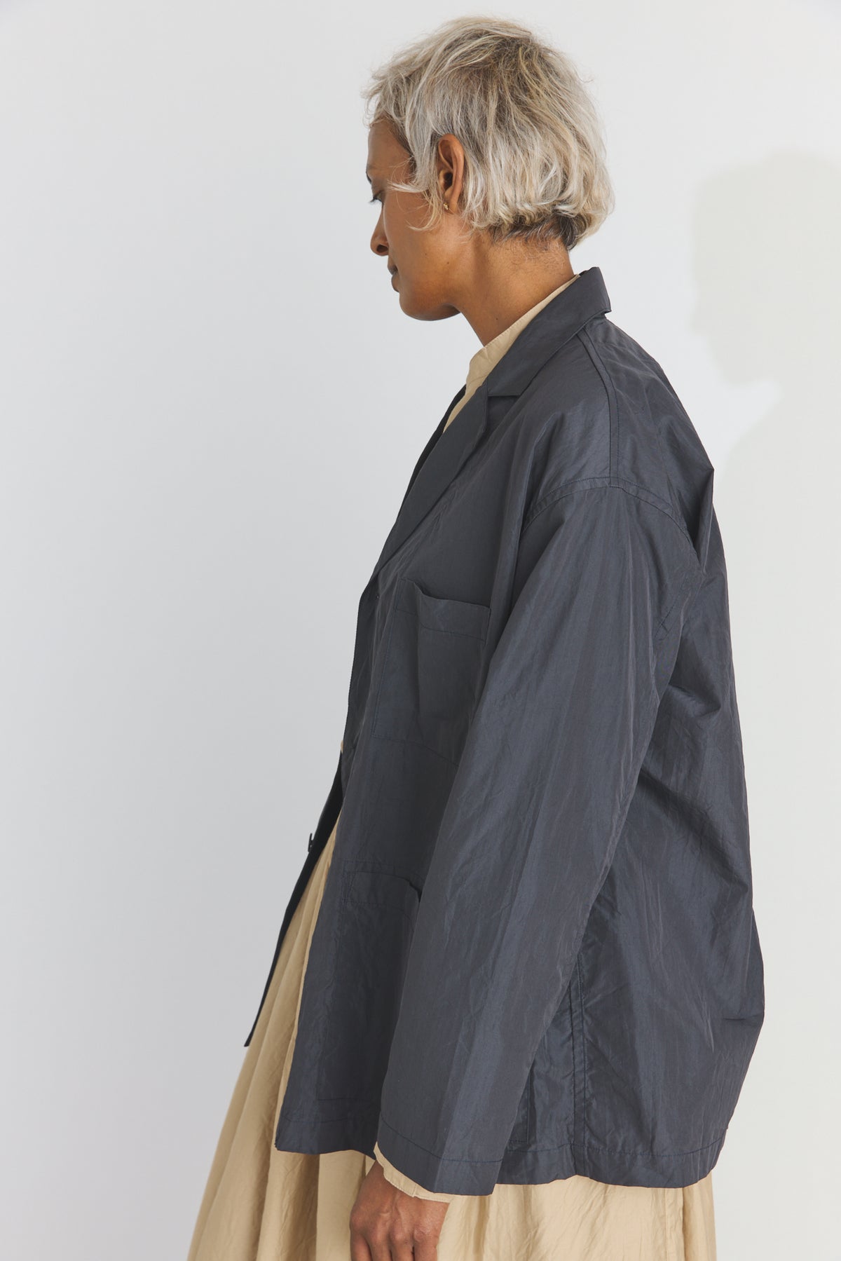 Cotton/Silk Atelier Jacket - Navy Black