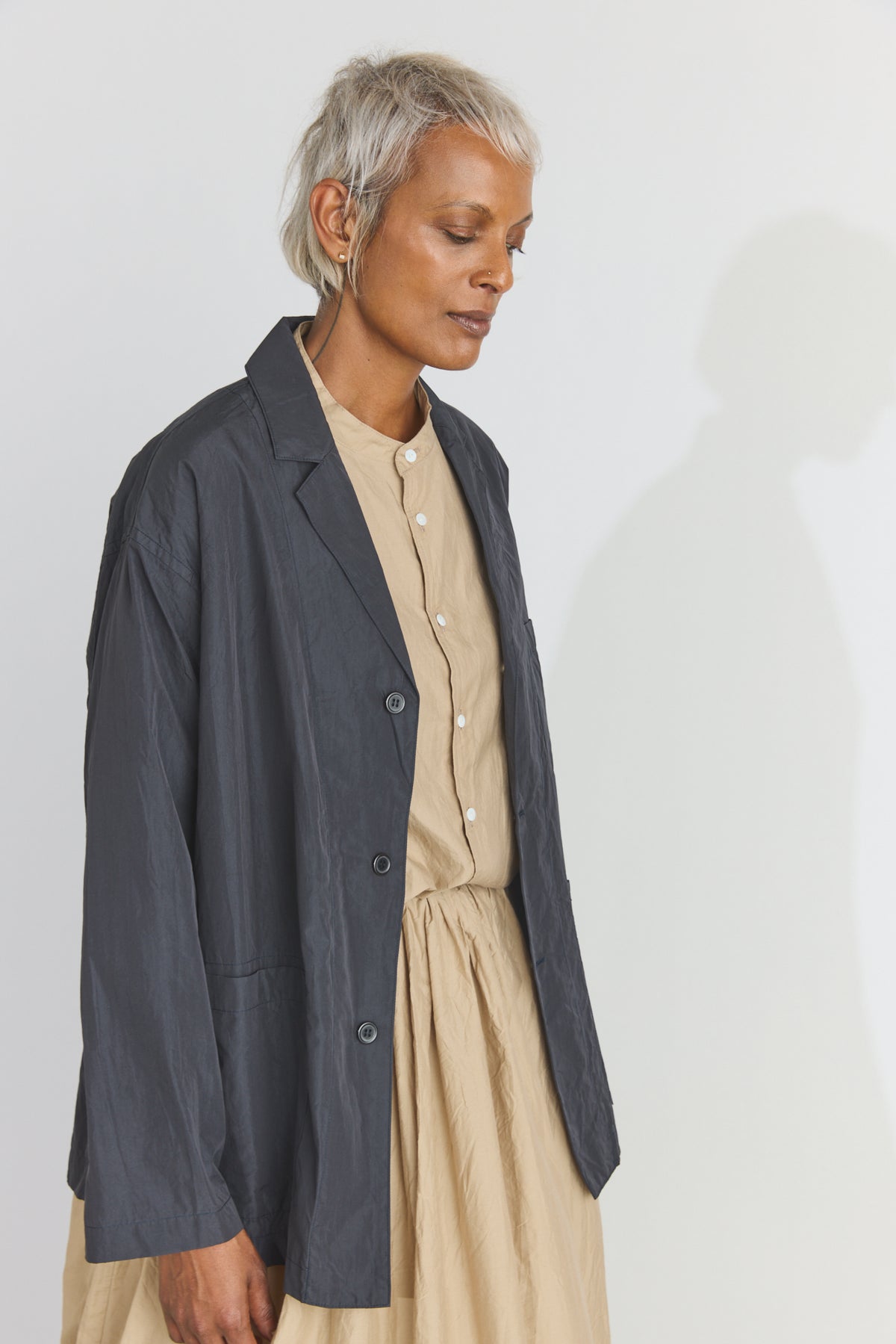 Cotton/Silk Atelier Jacket - Navy Black