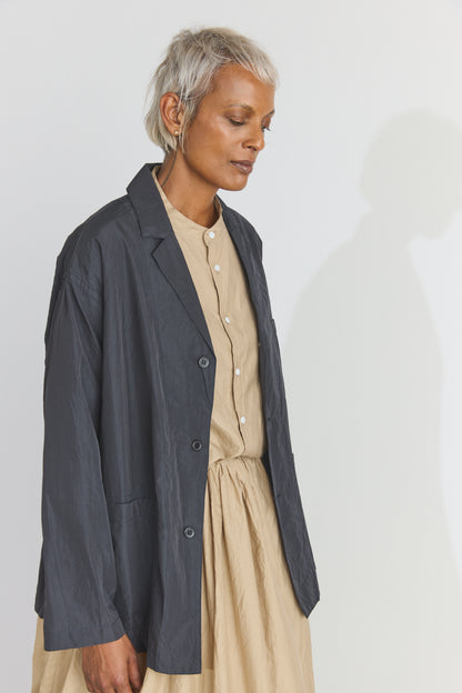 Cotton/Silk Atelier Jacket - Navy Black