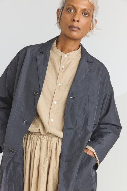 Cotton/Silk Atelier Jacket - Navy Black