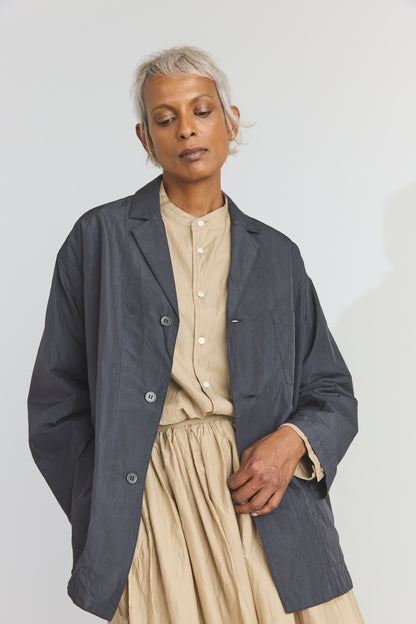 Cotton/Silk Atelier Jacket - Navy Black