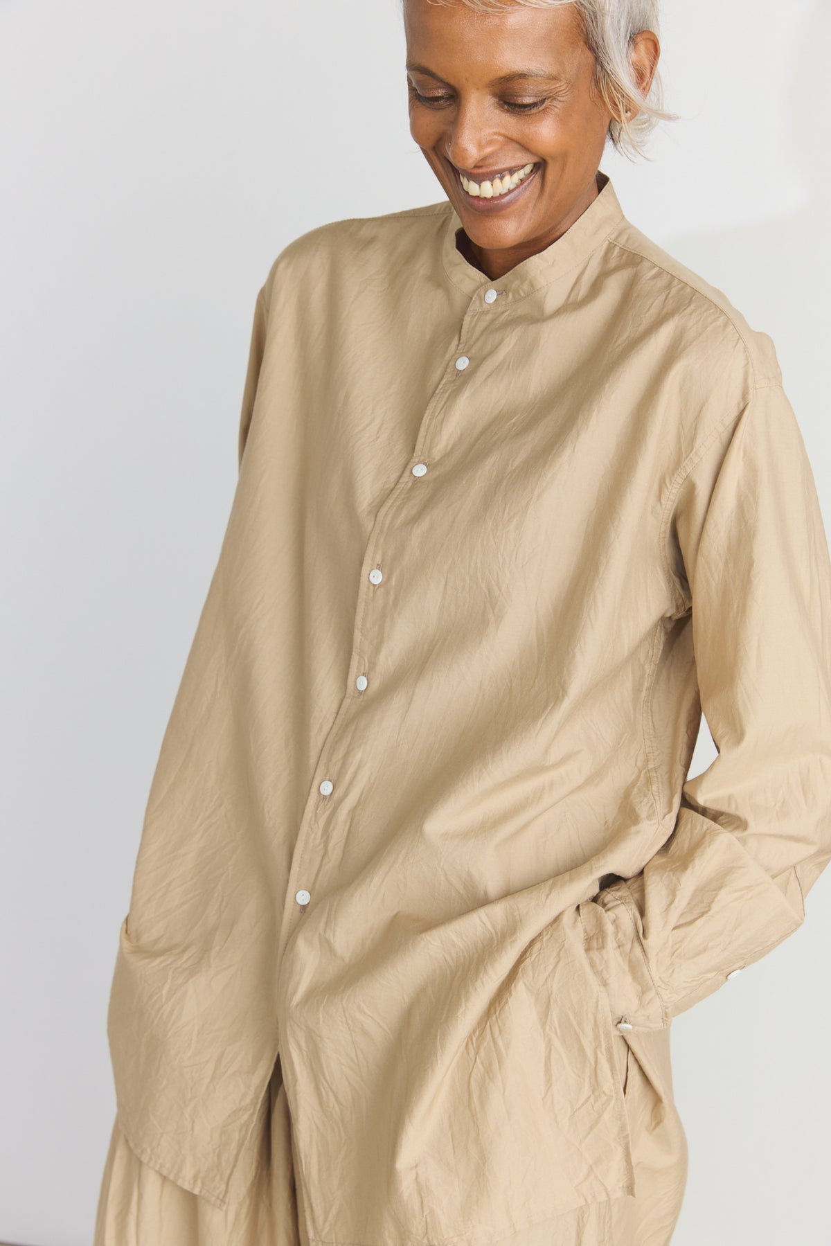 Cotton/Silk Kurta Shirt - Cappuccino