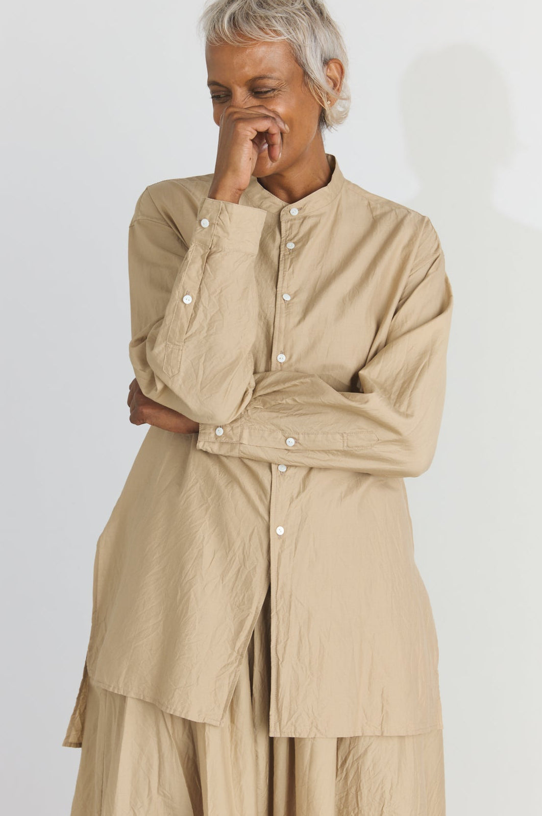 Cotton/Silk Kurta Shirt - Cappuccino