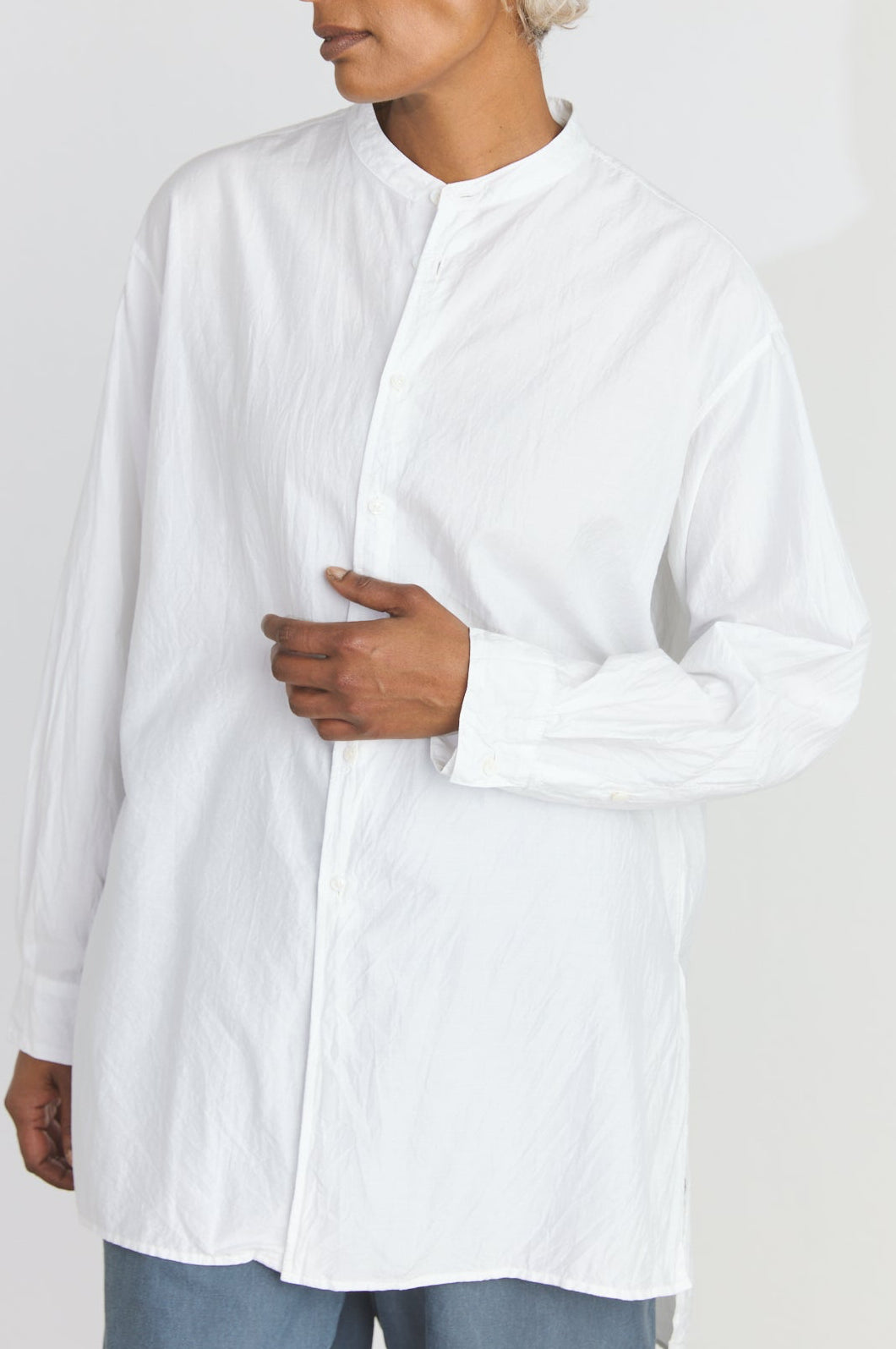 Cotton/Silk Kurta Shirt - Smoke White