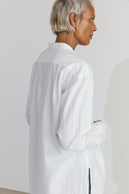 Cotton/Silk Kurta Shirt - Smoke White