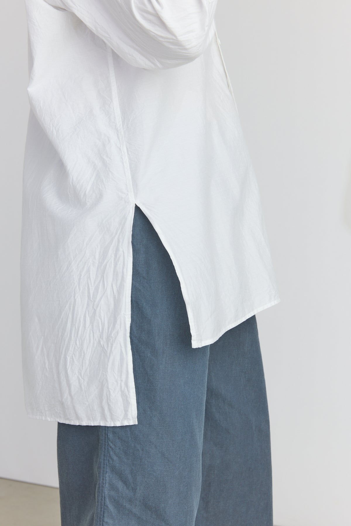 Cotton/Silk Kurta Shirt - Smoke White