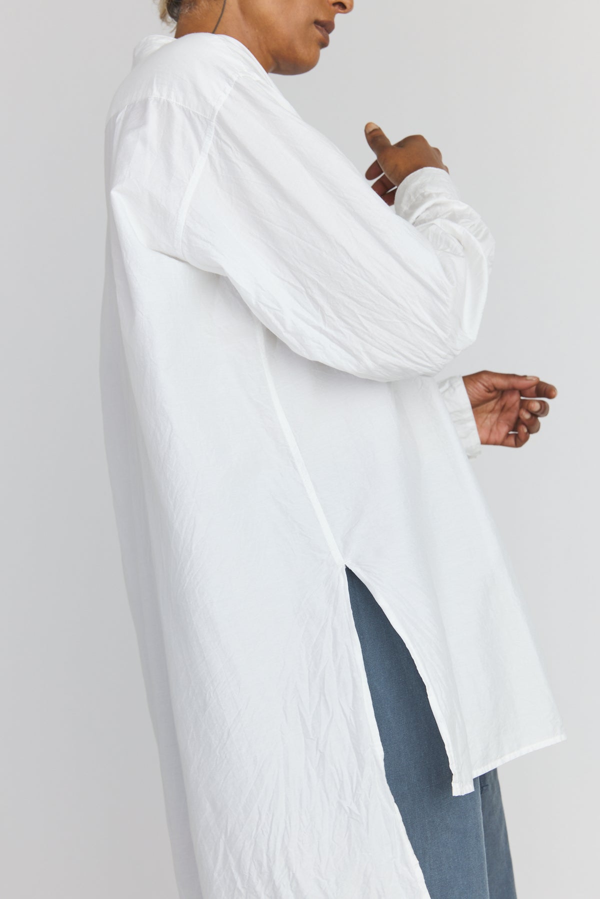 Cotton/Silk Kurta Shirt - Smoke White
