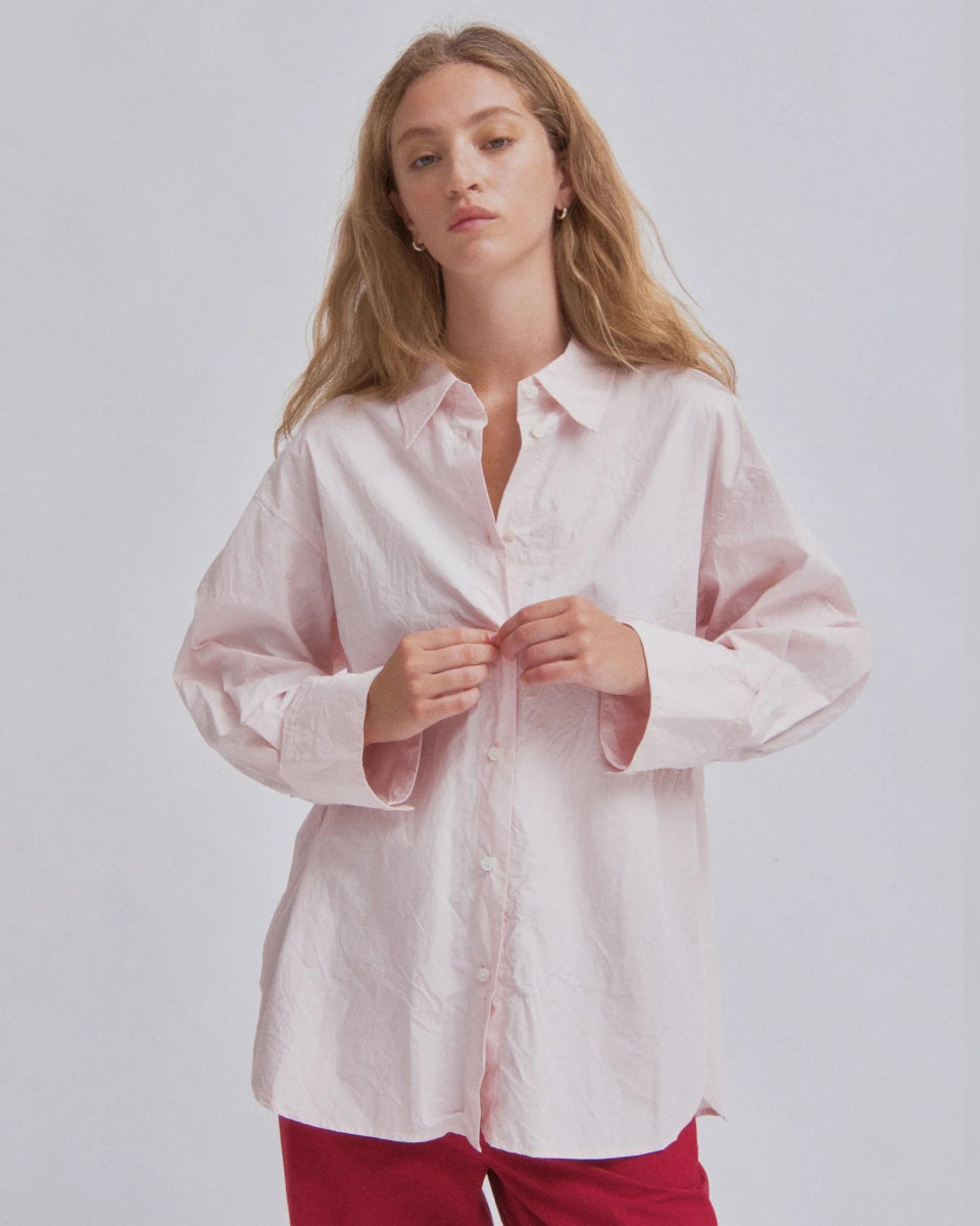 Crinkled Oversized Shirt in Ice Pink - Soochie - Sayaka Davis