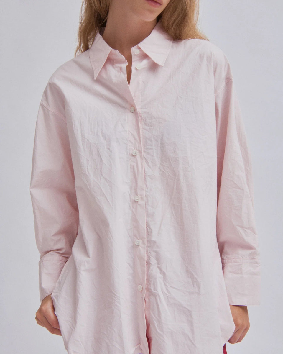 Crinkled Oversized Shirt in Ice Pink - Soochie - Sayaka Davis