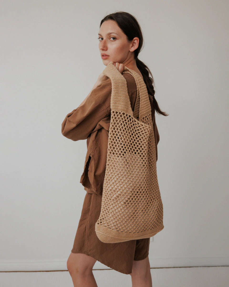 Crochet Tote in Sand - Soochie - Wol Hide