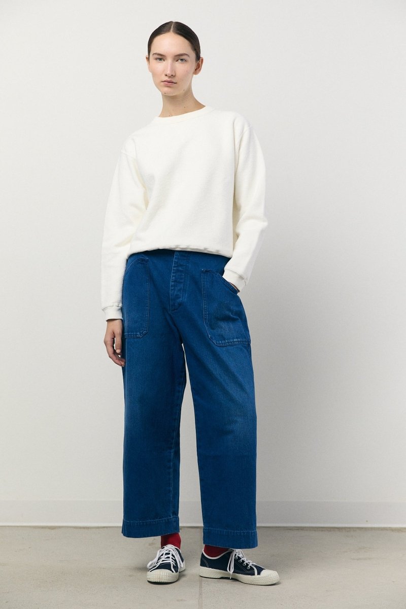 Denim Utility Pants in Blue Indigo - Soochie - Véritécoeur