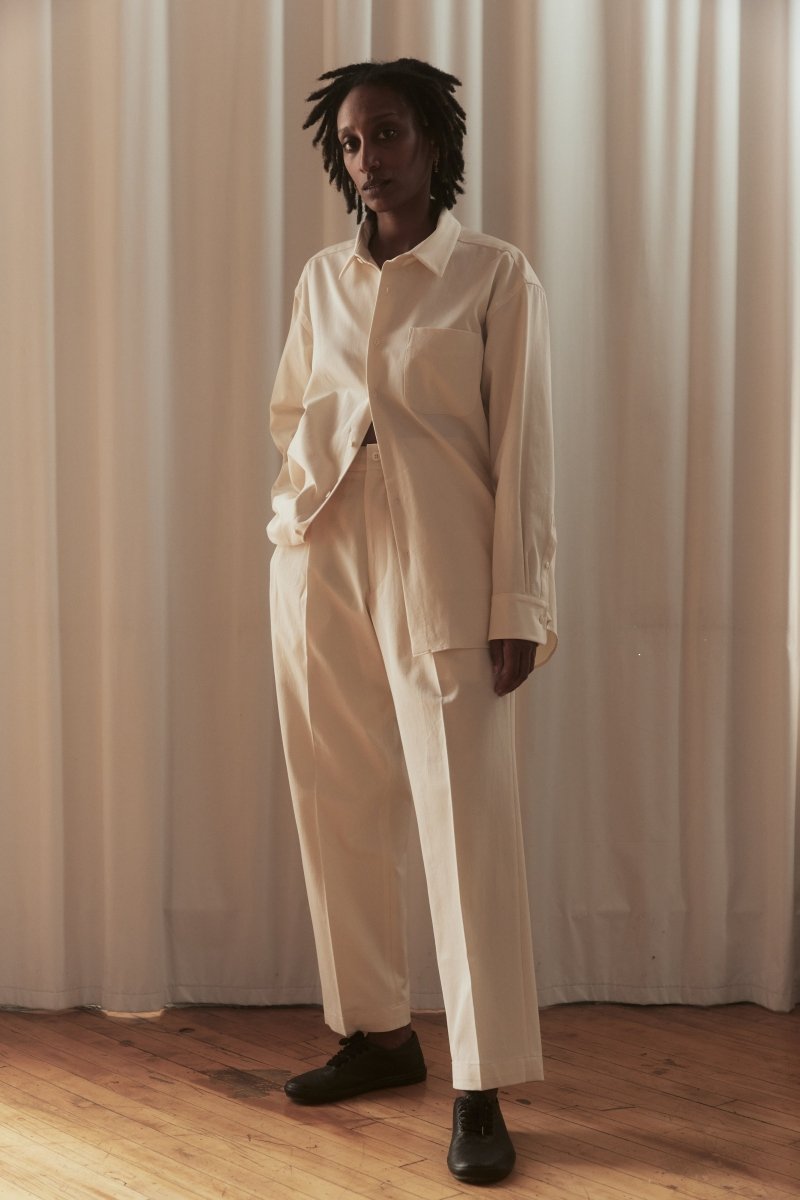 Double Pleated Trousers in Ecru - Soochie - Yoko Sakamoto
