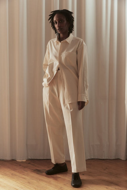 Double Pleated Trousers in Ecru - Soochie - Yoko Sakamoto