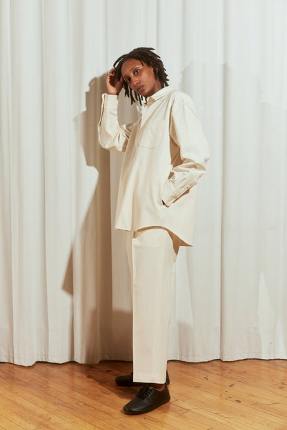 Double Pleated Trousers in Ecru - Soochie - Yoko Sakamoto