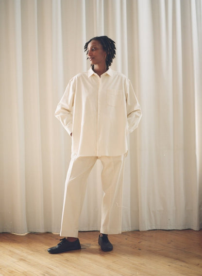 Double Pleated Trousers in Ecru - Soochie - Yoko Sakamoto