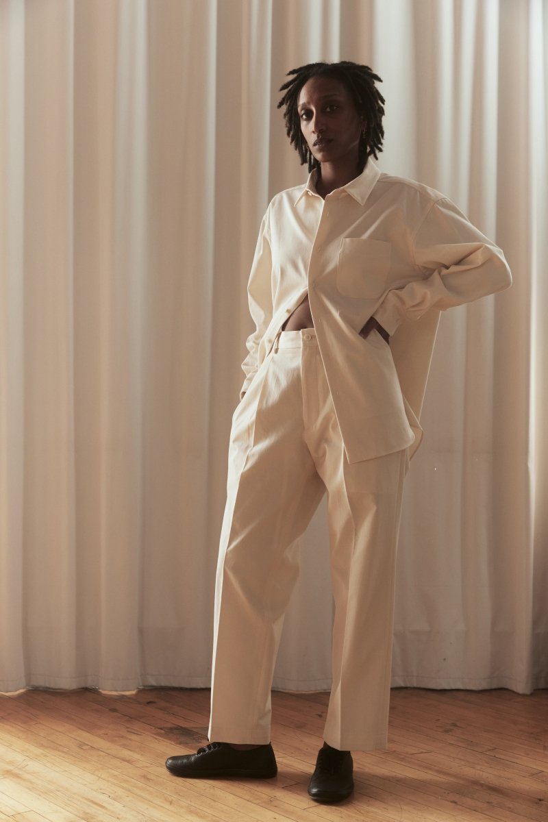 Double Pleated Trousers in Ecru - Soochie - Yoko Sakamoto