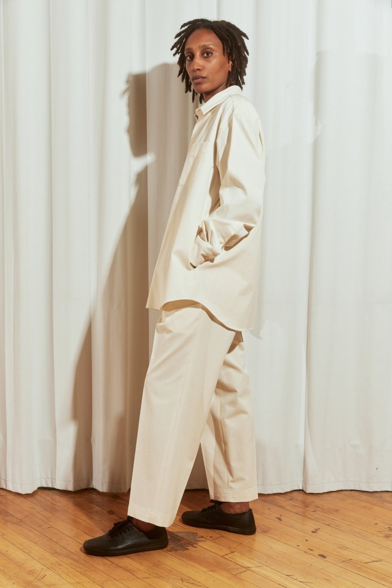 Double Pleated Trousers in Ecru – Soochie Double Pleated Trousers in Ecru – Soochie