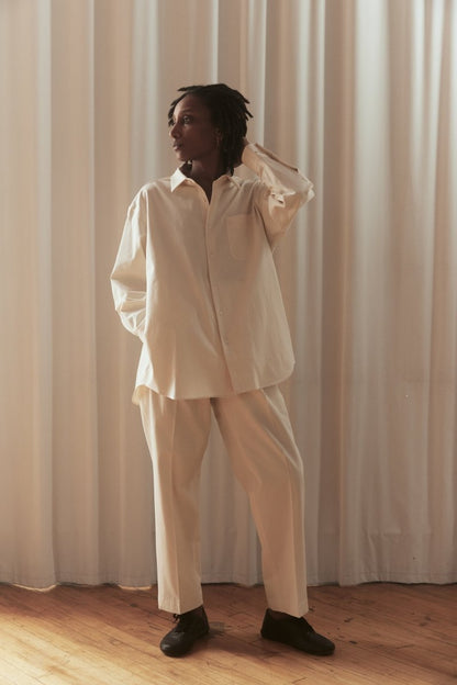 Double Pleated Trousers in Ecru - Soochie - Yoko Sakamoto