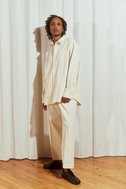 Double Pleated Trousers in Ecru - Soochie - Yoko Sakamoto