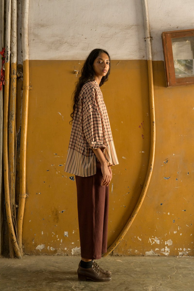 Drew Oversized Shirt in Red Charcoal Check - Soochie - Runaway Bicycle